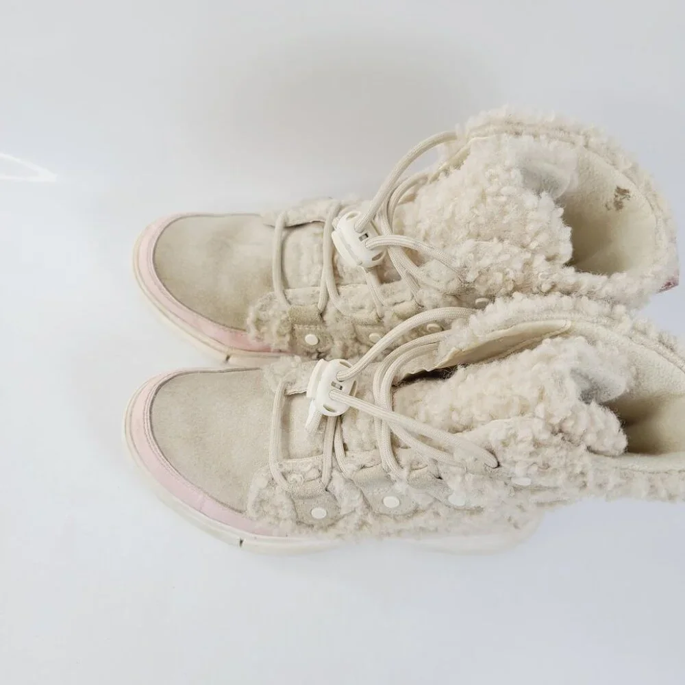 Sorel Youth Canoe Chalk Explorer Cozy Cold-Weather Sherpa Snow‎ Boots Size US 1